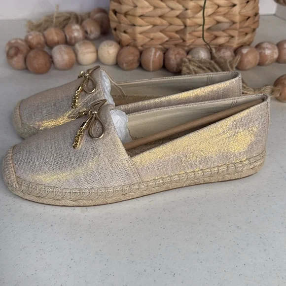 MICHAEL KORSNORI ESPADRILLE Metallic Linen Sz 7